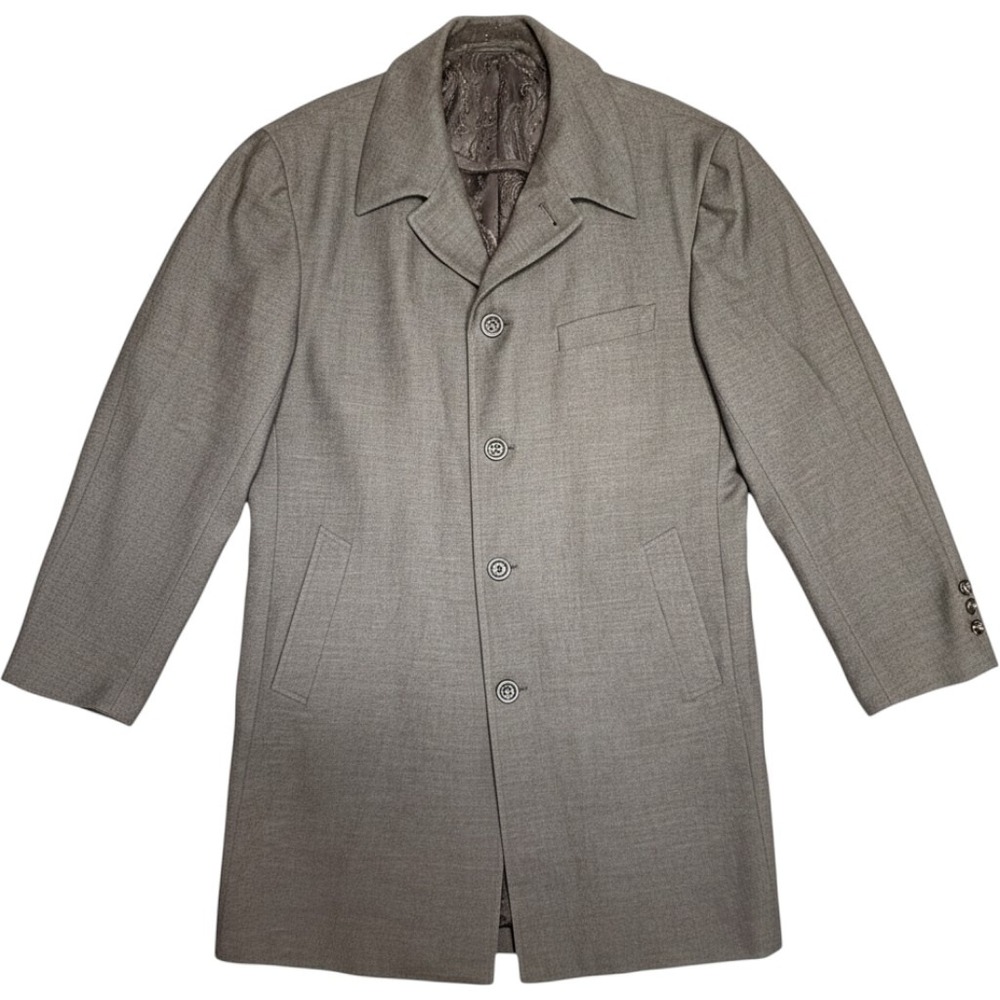 Loro Piana Storm System Wool Car Coat Charcoal Gray Paisley Lining Mens 48 XL
